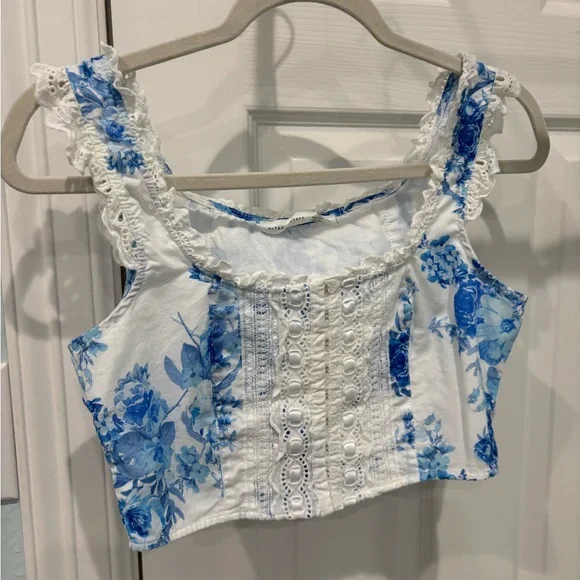 Altar'd State Blue and White Floral Skirt - Picture 2 of 9